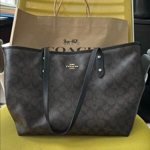 Coach Signature Brown and Black Tote